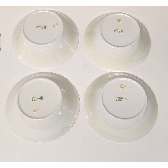 5PC Neiman Marcus Green Orange Stripe Soup & Serving Bowls - Picture 3 of 8